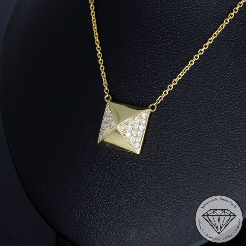 Wert 1300 € Brillant Collier (0,20 carat) in 585er 14 K Gelbgold - 91579