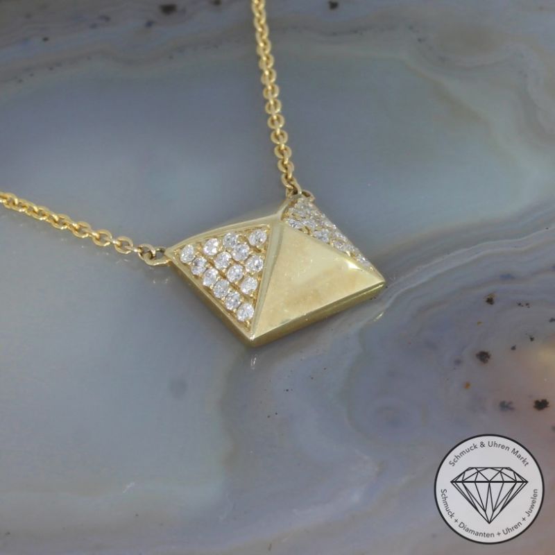 Wert 1300 € Brillant Collier (0,20 carat) in 585er 14 K Gelbgold - 91579