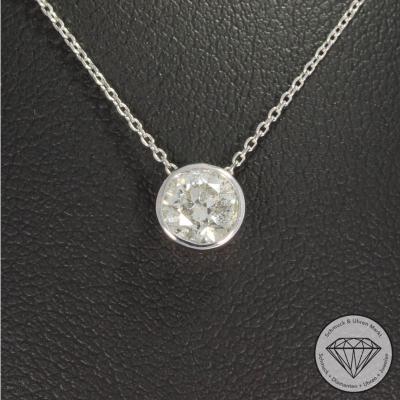Wert 5470 € Solitär Brillant Anhänger mit Kette (0,74 carat) in 750er 18 K Weißgold - H1712