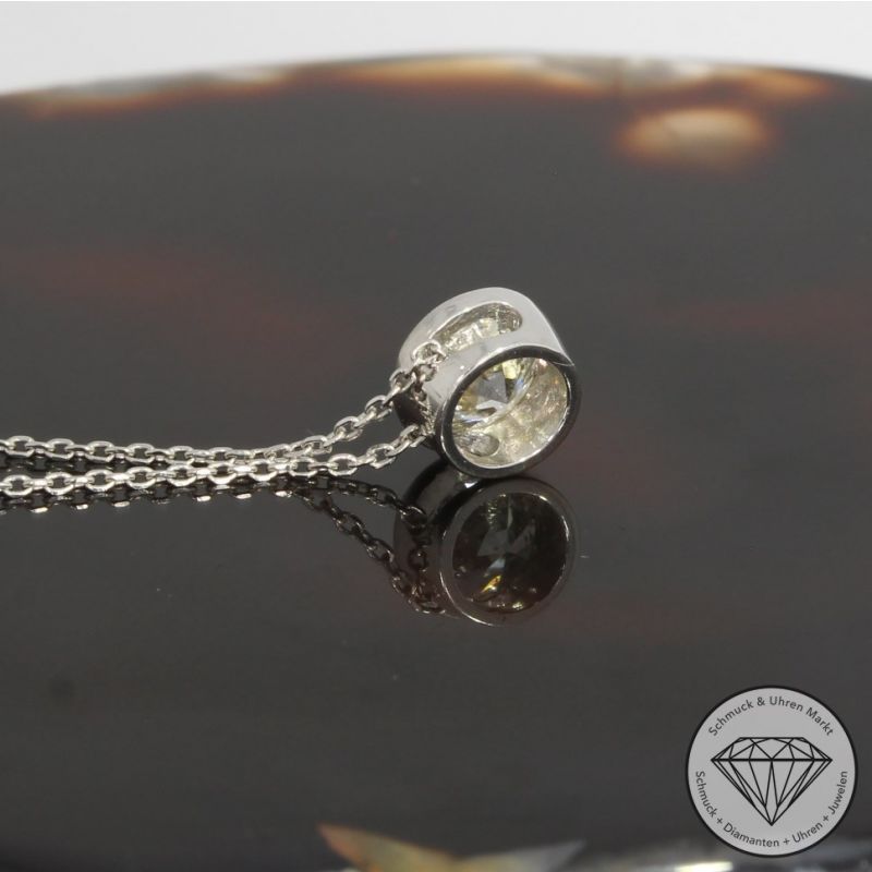 Wert 5470 € Solitär Brillant Anhänger mit Kette (0,74 carat) in 750er 18 K Weißgold - H1712
