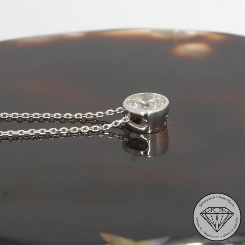 Wert 5470 € Solitär Brillant Anhänger mit Kette (0,74 carat) in 750er 18 K Weißgold - H1712