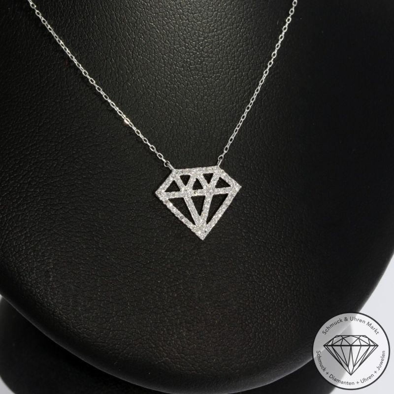 Wert 1120 € Diamant Collier (0,15 carat) in 750er 18 K Weißgold - 91596