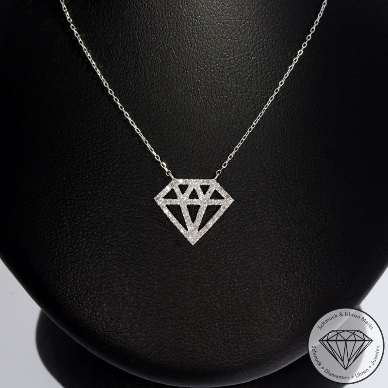 Wert 1120 € Diamant Collier (0,15 carat) in 750er 18 K Weißgold - 91596