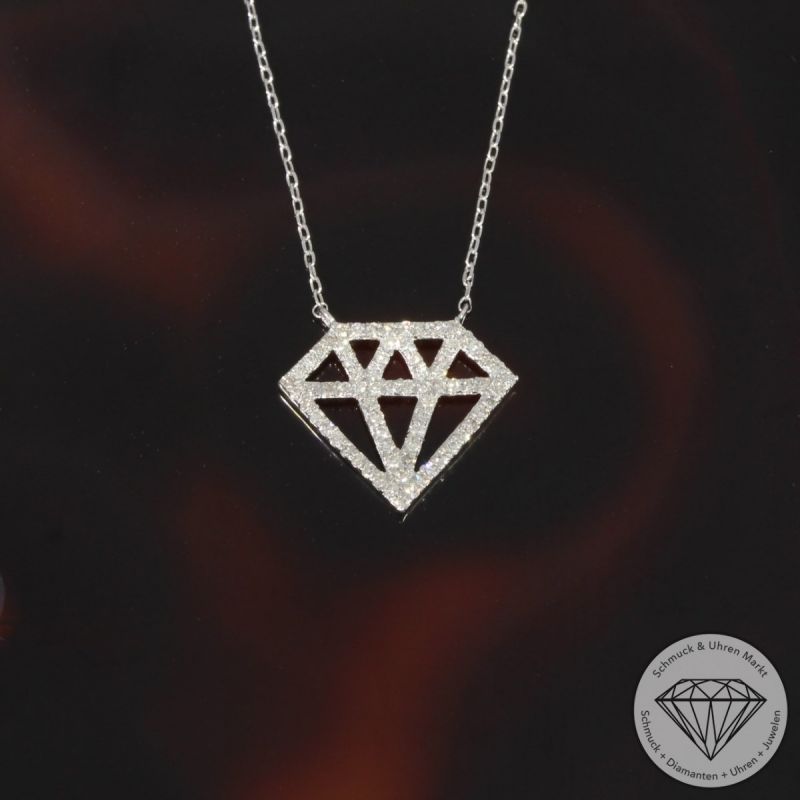 Wert 1120 € Diamant Collier (0,15 carat) in 750er 18 K Weißgold - 91596