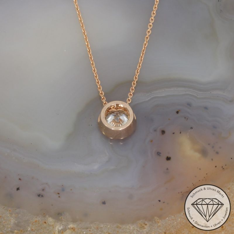 Wert 5470 € Solitär Brillant Anhänger mit Kette (0,71 carat) in 750er 18 K Roségold - H1714