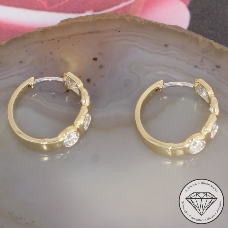 Wert 4290 € Brillant Creolen (0,93 carat) in 585er 14 K Gelbgold - 91609