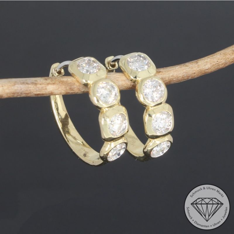 Wert 4290 € Brillant Creolen (0,93 carat) in 585er 14 K Gelbgold - 91609