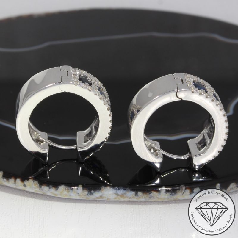 Wert 6050 € Brillant Saphir Creolen in 585er 14 K Weißgold - 91616