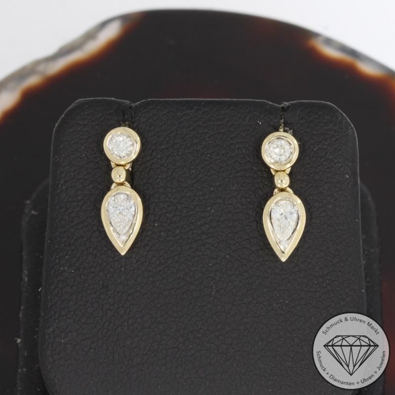 Wert 1950 € Brillant Diamant Ohrstecker in 585er 14 K Gelbgold - 91623