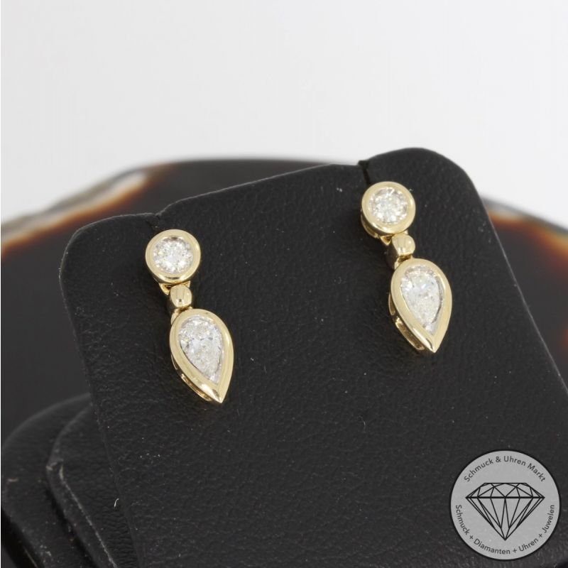 Wert 1950 € Brillant Diamant Ohrstecker in 585er 14 K Gelbgold - 91623