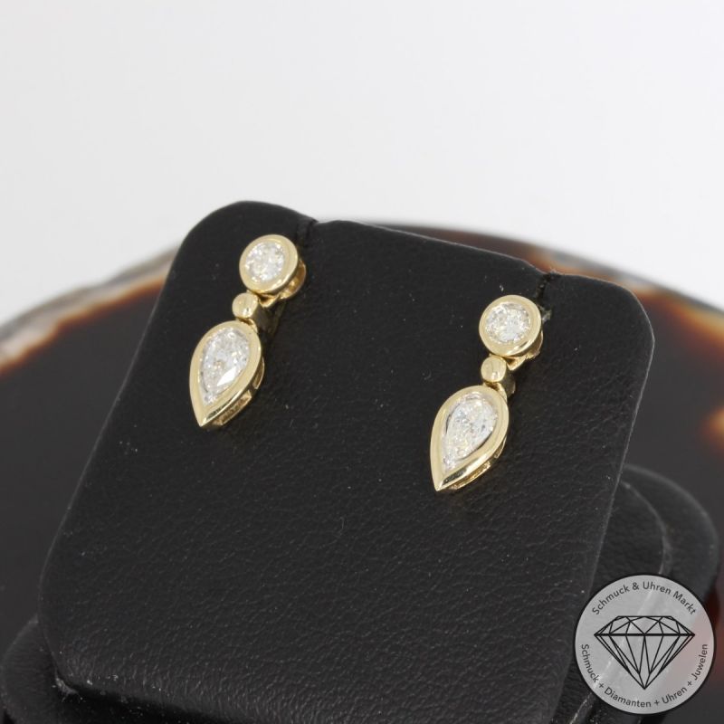 Wert 1950 € Brillant Diamant Ohrstecker in 585er 14 K Gelbgold - 91623