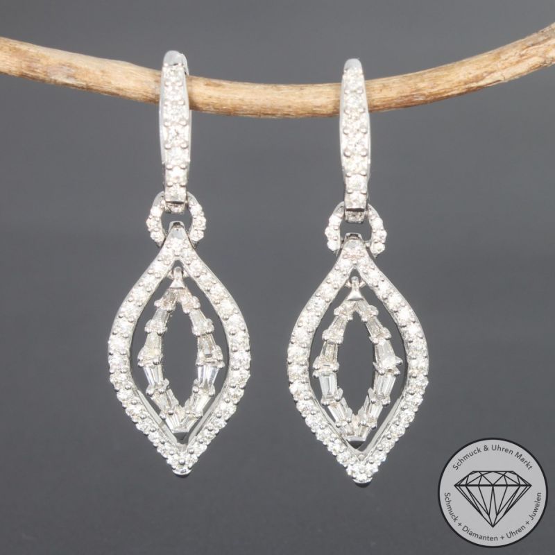 Wert 4850 € Brillant Diamant Ohrringe in 585er 14 K Weißgold - 91631