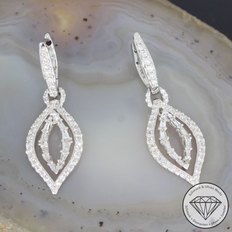 Wert 4850 € Brillant Diamant Ohrringe in 585er 14 K Weißgold - 91631