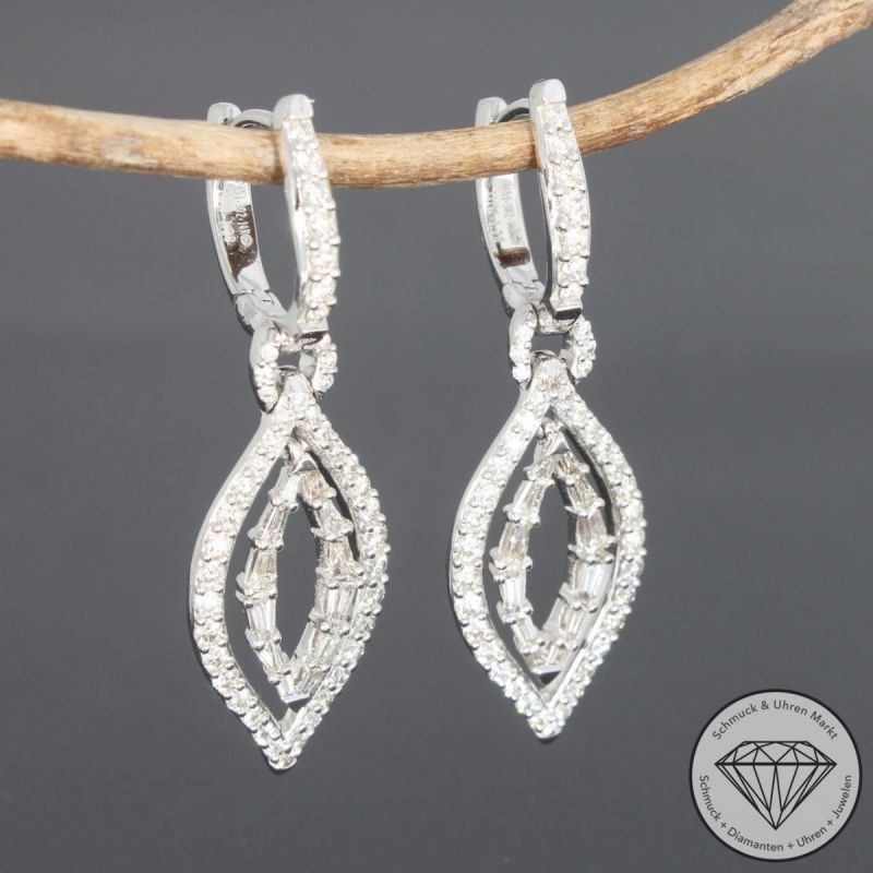 Wert 4850 € Brillant Diamant Ohrringe in 585er 14 K Weißgold - 91631