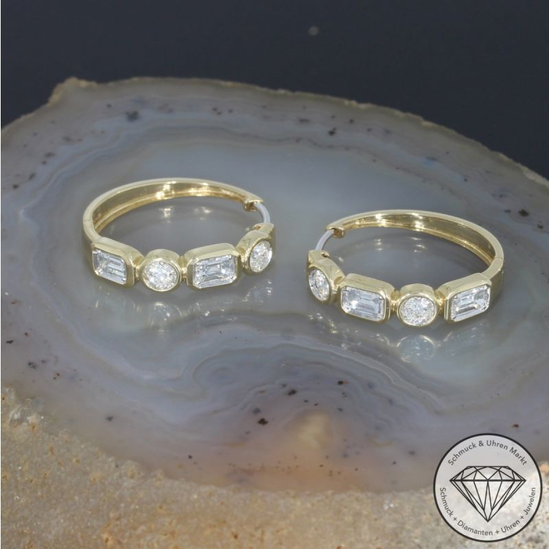 Wert 4350 € Brillant Diamant Creolen in 585er 14 K Gelbgold - 91633