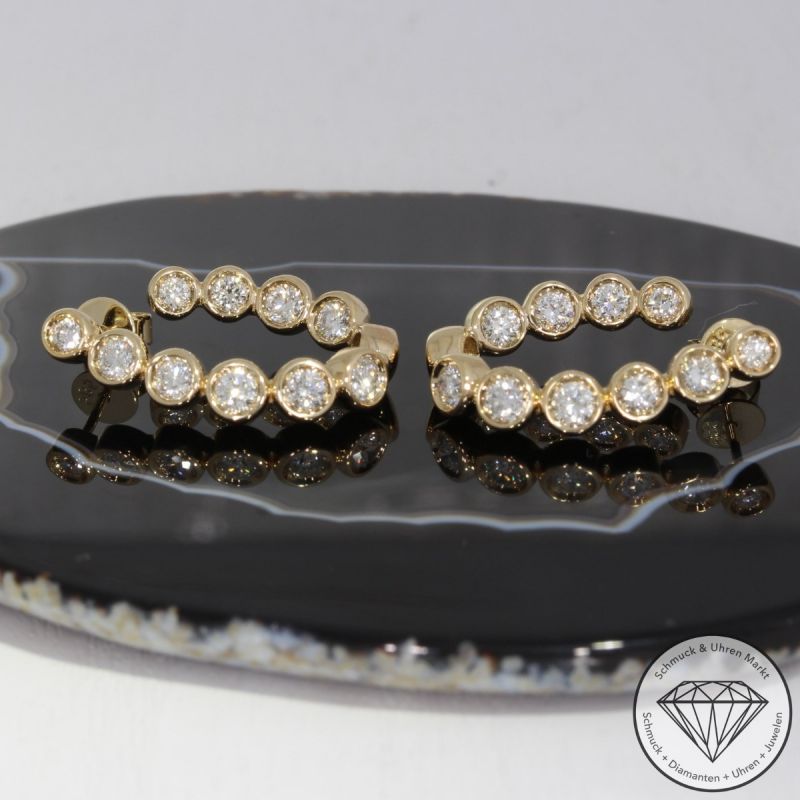 Wert 6150 € Brillant Creolen (1,44 carat) in 585er 14 K Gelbgold - H577