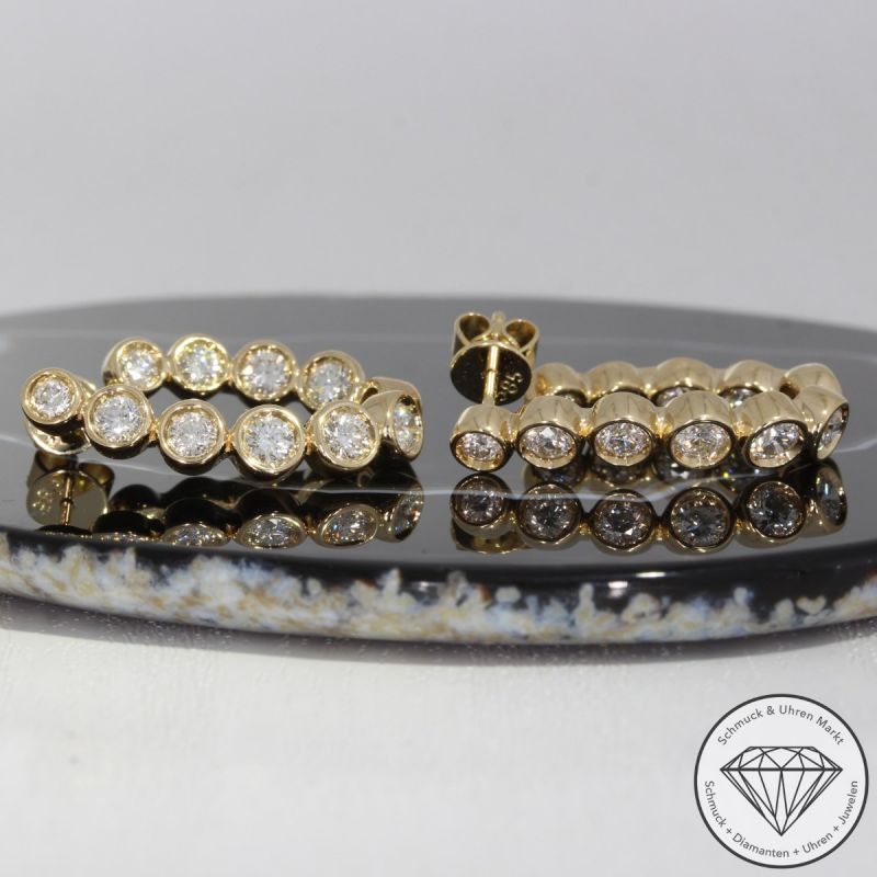 Wert 6150 € Brillant Creolen (1,44 carat) in 585er 14 K Gelbgold - H577