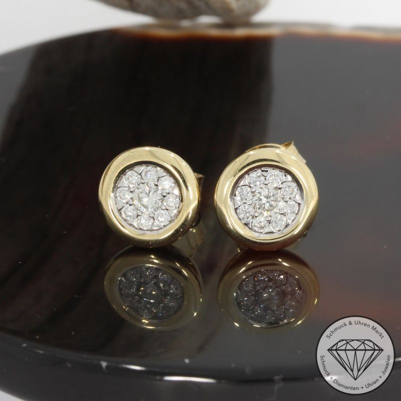 Wert 2450 € Brillant Ohrstecker (0,40 carat) in 585er 14 K Gelbgold - H543