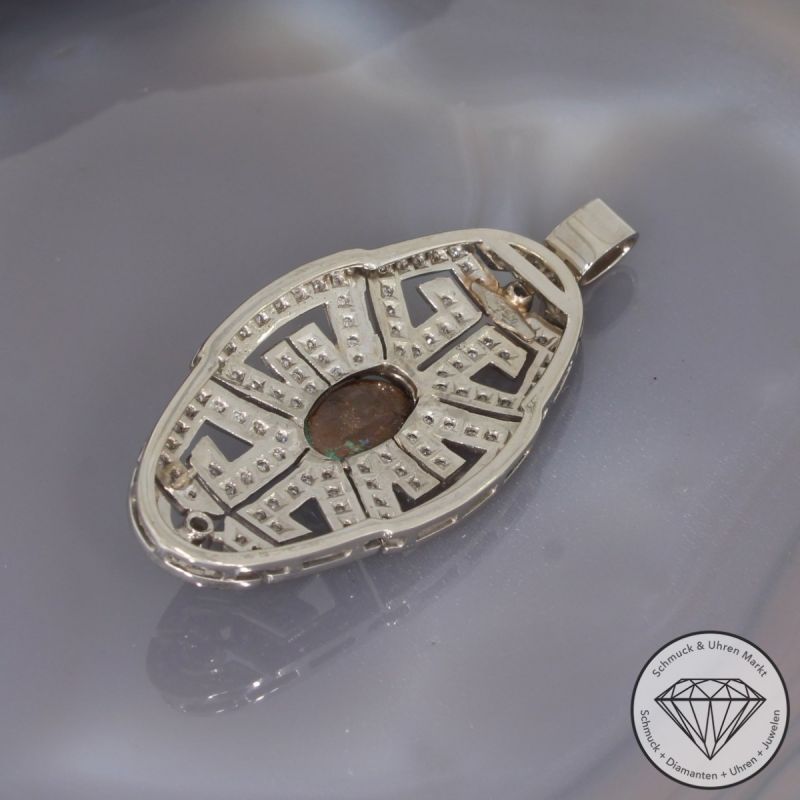 Wert 5250 € Brillant Diamant Opal Anhänger in 750er 18 K Weißgold - 91652