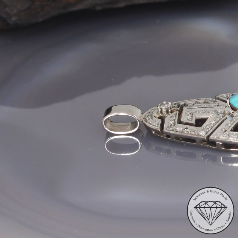 Wert 5250 € Brillant Diamant Opal Anhänger in 750er 18 K Weißgold - 91652