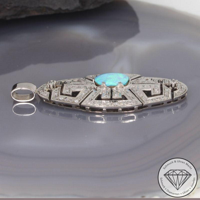 Wert 5250 € Brillant Diamant Opal Anhänger in 750er 18 K Weißgold - 91652
