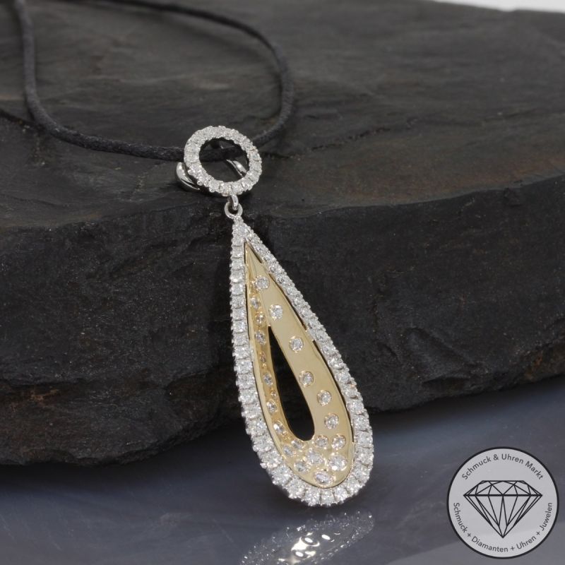 Wert 3860 € Bicolor Brillant Anhänger (1,05 carat) in 585er 14 K Gold - 91654