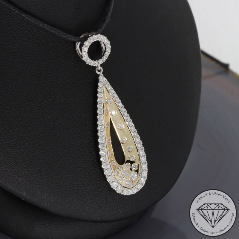 Wert 3860 € Bicolor Brillant Anhänger (1,05 carat) in 585er 14 K Gold - 91654