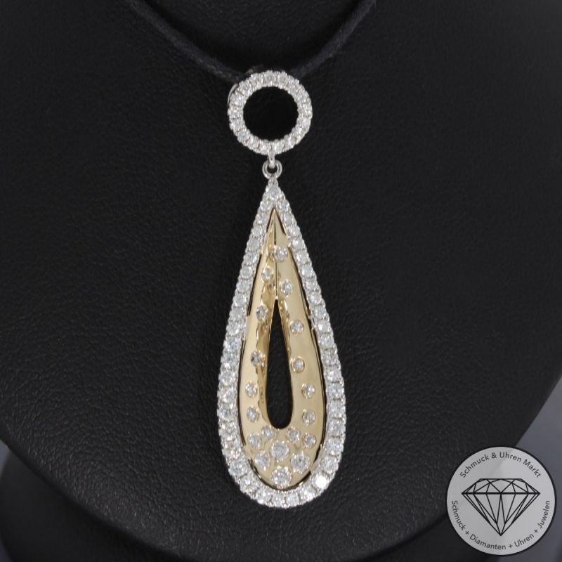 Wert 3860 € Bicolor Brillant Anhänger (1,05 carat) in 585er 14 K Gold - 91654