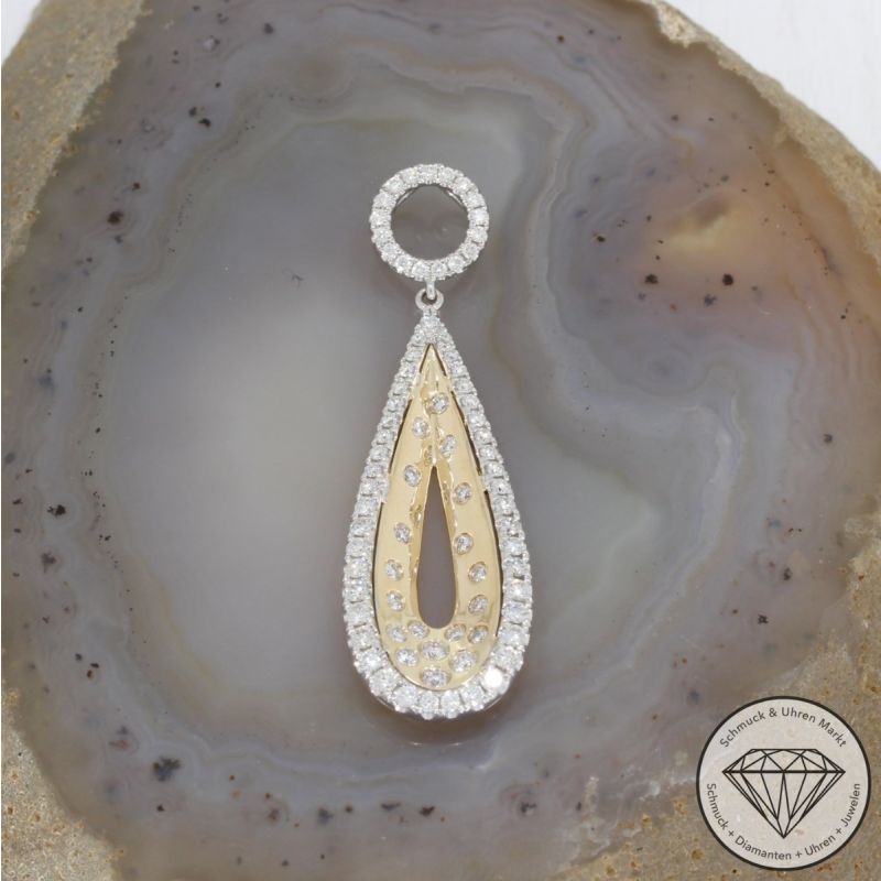 Wert 3860 € Bicolor Brillant Anhänger (1,05 carat) in 585er 14 K Gold - 91654