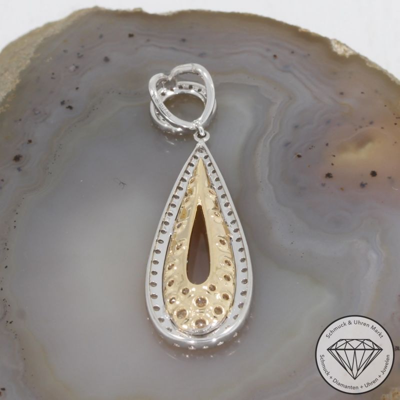 Wert 3860 € Bicolor Brillant Anhänger (1,05 carat) in 585er 14 K Gold - 91654
