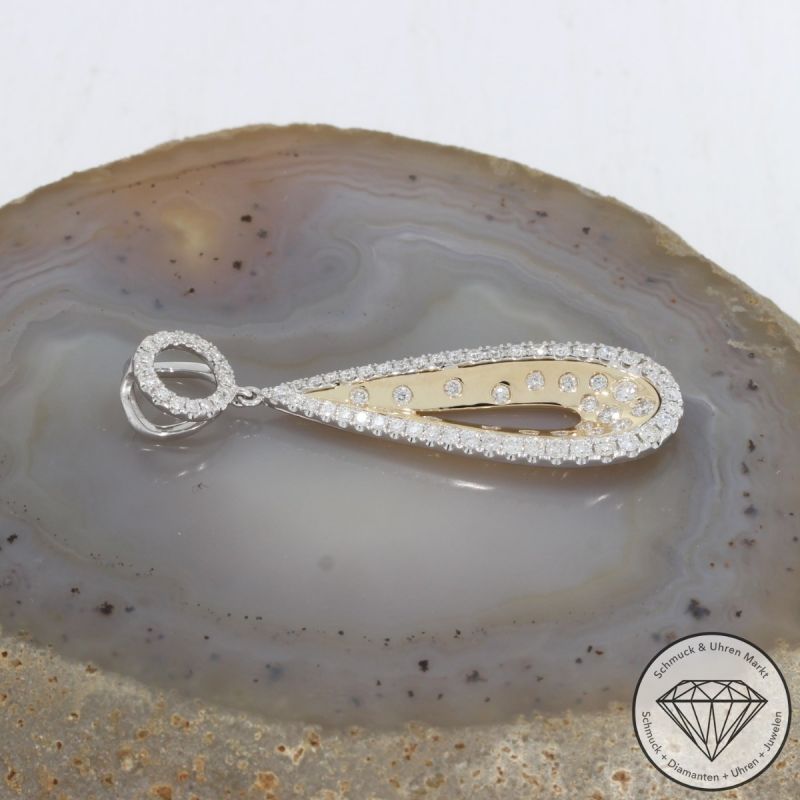Wert 3860 € Bicolor Brillant Anhänger (1,05 carat) in 585er 14 K Gold - 91654