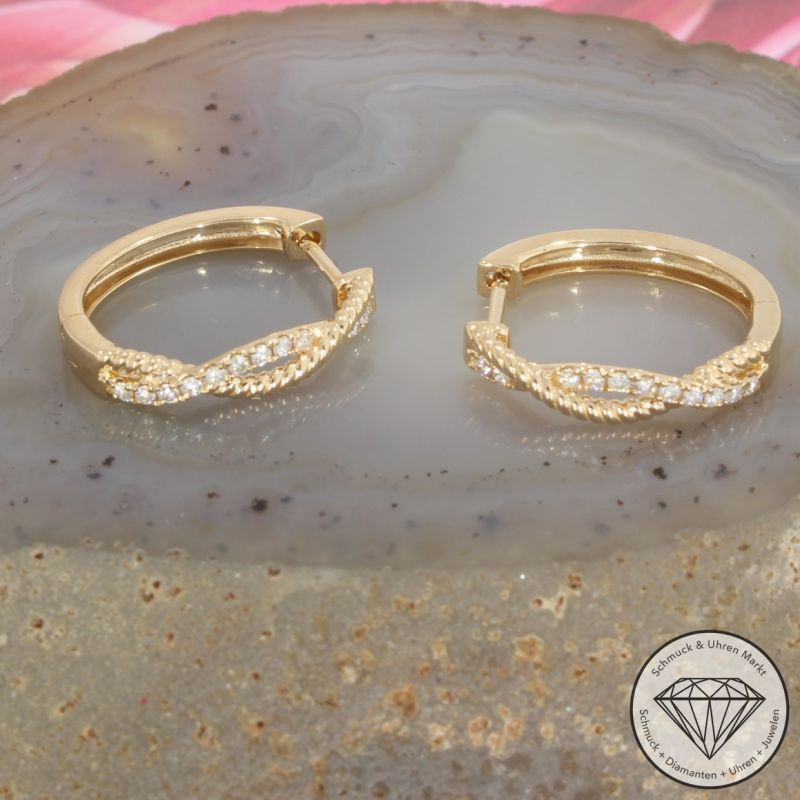 Wert 2890 € Brillant Creolen (0,29 carat) in 585er 14 K Gelbgold - 91663