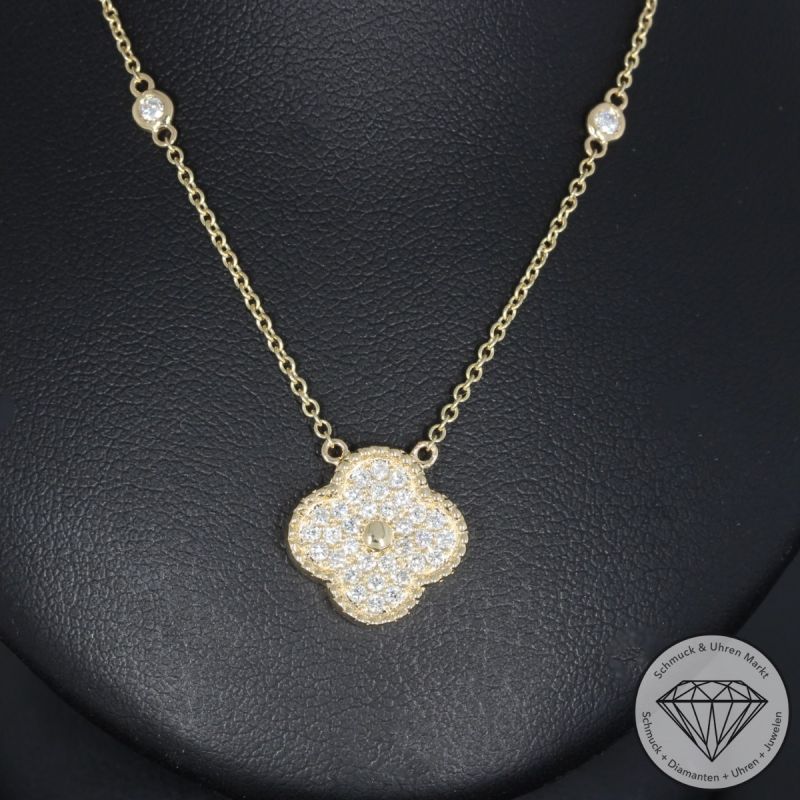 Wert 2490 € Brillant Collier (0,37 carat) in 585er 14 K Gelbgold - H523