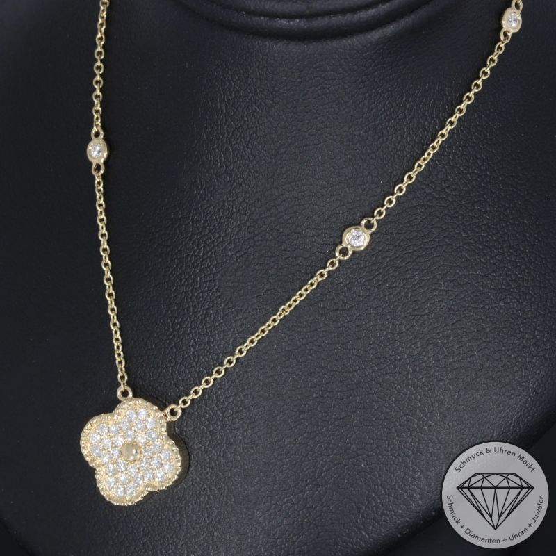 Wert 2490 € Brillant Collier (0,37 carat) in 585er 14 K Gelbgold - H523