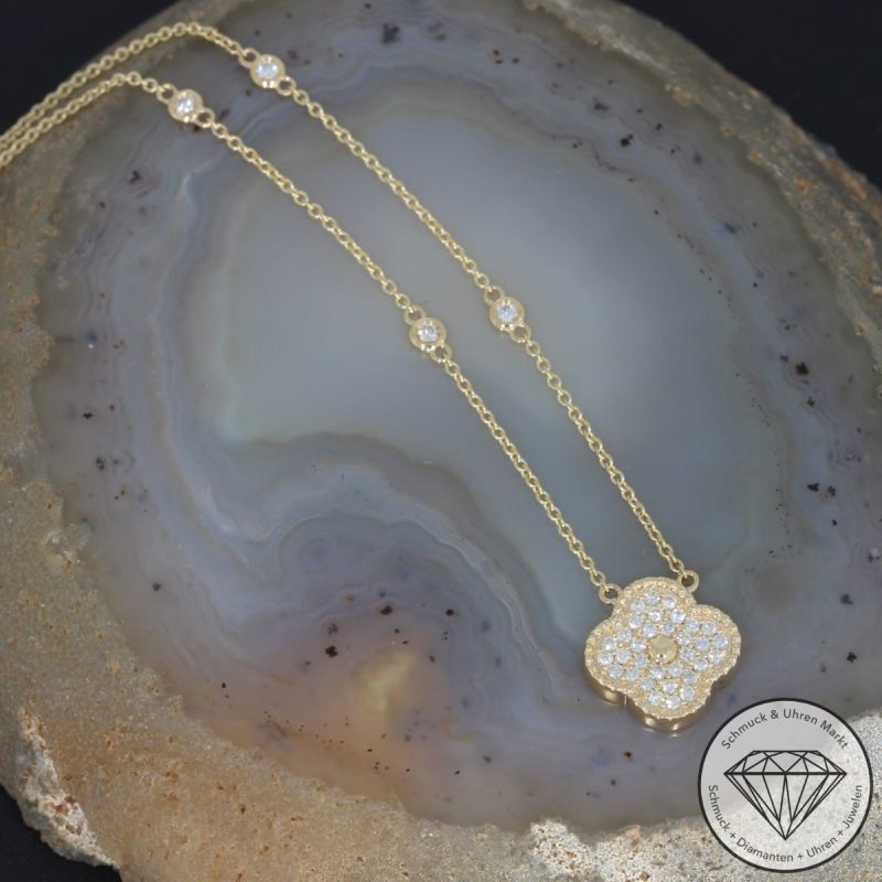 Wert 2490 € Brillant Collier (0,37 carat) in 585er 14 K Gelbgold - H523