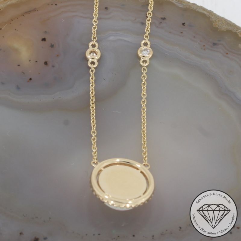 Wert 1930 € Brillant Opal Collier in 585er 14 K Gelbgold - H1607