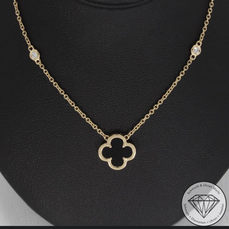 Wert 1930 € Brillant Onyx Collier in 585er 14 K Gelbgold - H319
