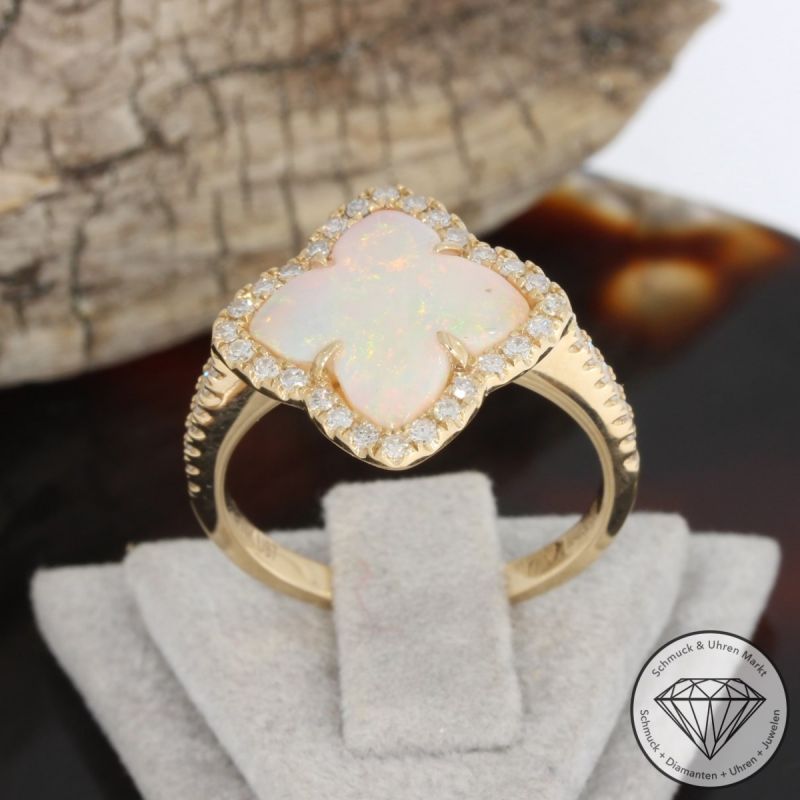 Wert 2450 € Brillant Opal Ring in 585er 14 K Gelbgold - H1074