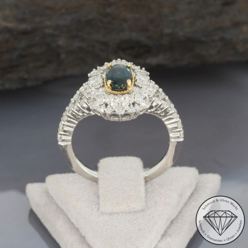 Sale! Wert 4890 € Brillant Saphir Ring in 750er 18 K Gelbgold & 950er Platin - 91691