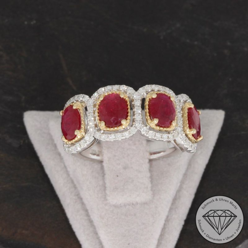 Sale! Wert 4890 € Diamant Rubin Ring in 585er 14 K Gold - 91696