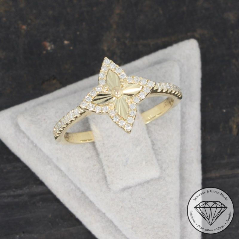 Wert 1450 € Diamant Ring (0,20 carat) in 585er 14 K Gelbgold - 91704