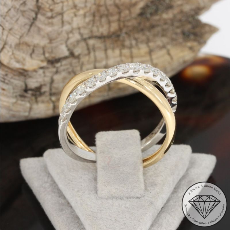 Wert 2450 € Bicolor Brillant Ring (0,60 carat) in 585er 14 K Gold - 91717