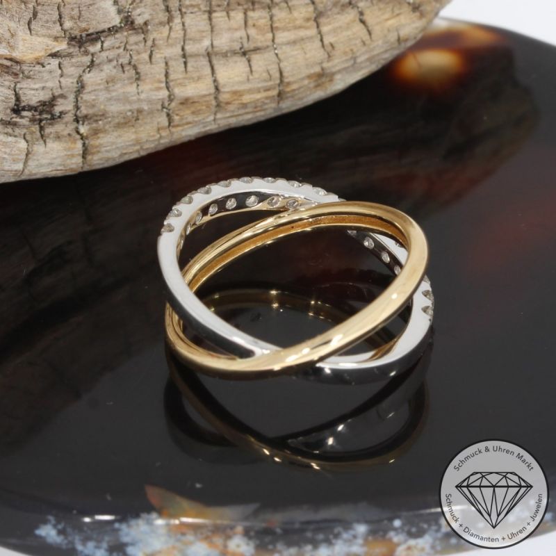 Wert 2450 € Bicolor Brillant Ring (0,60 carat) in 585er 14 K Gold - 91717