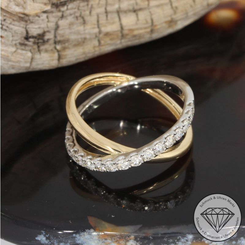 Wert 2450 € Bicolor Brillant Ring (0,60 carat) in 585er 14 K Gold - 91717