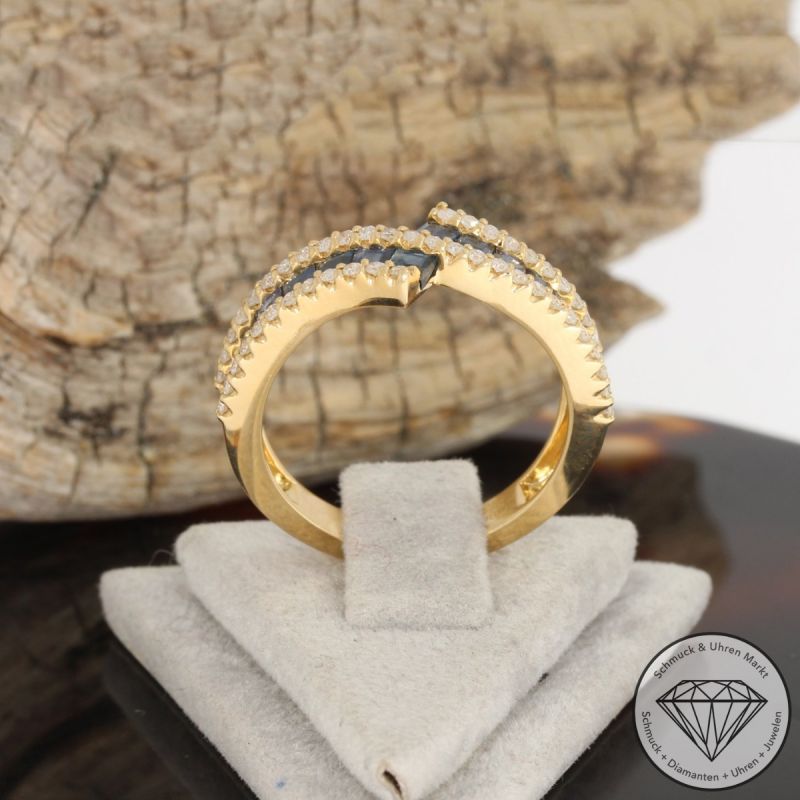Wert 2890 € Diamant Saphir Ring in 585er 14 K Gelbgold - 91722