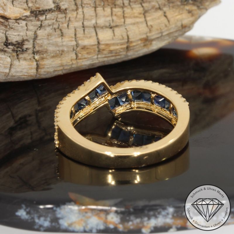 Wert 2890 € Diamant Saphir Ring in 585er 14 K Gelbgold - 91722