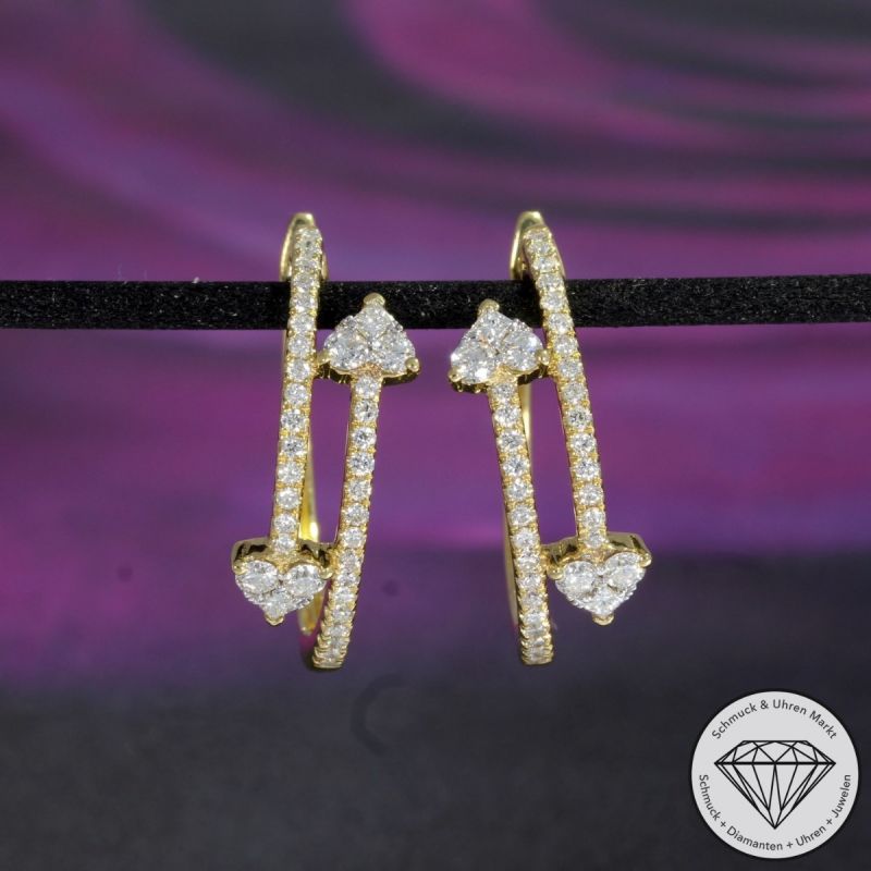 Wert 3990 € Brillant Diamant Creolen in 750er 18 K Gelbgold - 91775