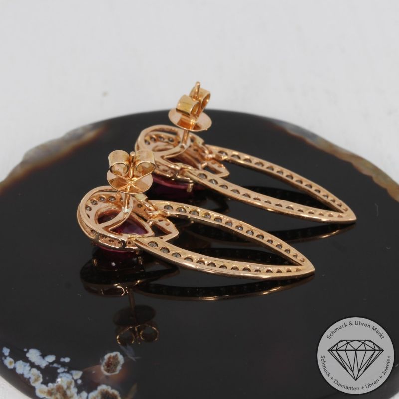 Sale! Wert 3390 € Brillant Turmalin Ohrringe in 750er 18 K Rosegold - 91786