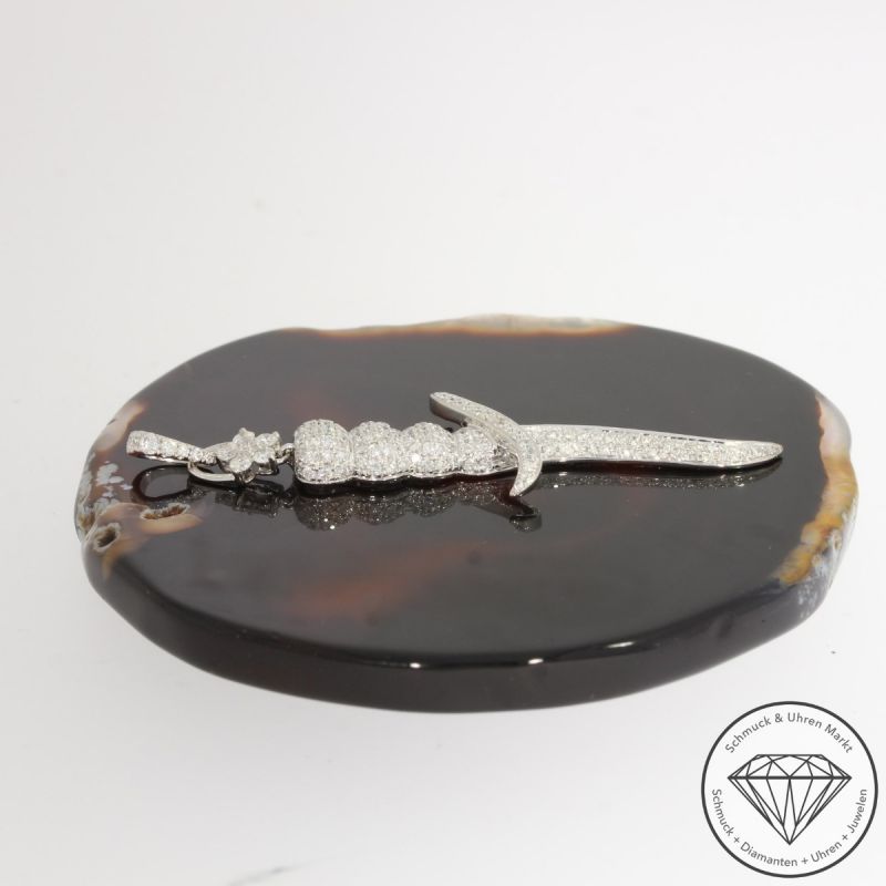 Wert 4250 € Brillant Anhänger Schwert (1,75 carat) in 750er 18 K Weißgold - 91789