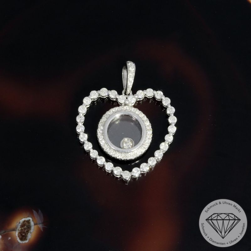 Wert 2050 € Brillant Anhänger Herz (0,55 carat) in 750er 18 K Weißgold - 91811